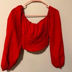 Red long sleeve crop top!!